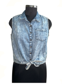 Nuon Faded Acid Wash Denim Top