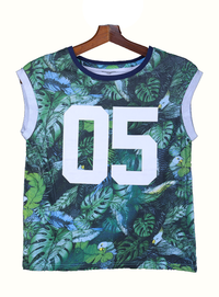 Leaf Printed Half Sleeve Tee