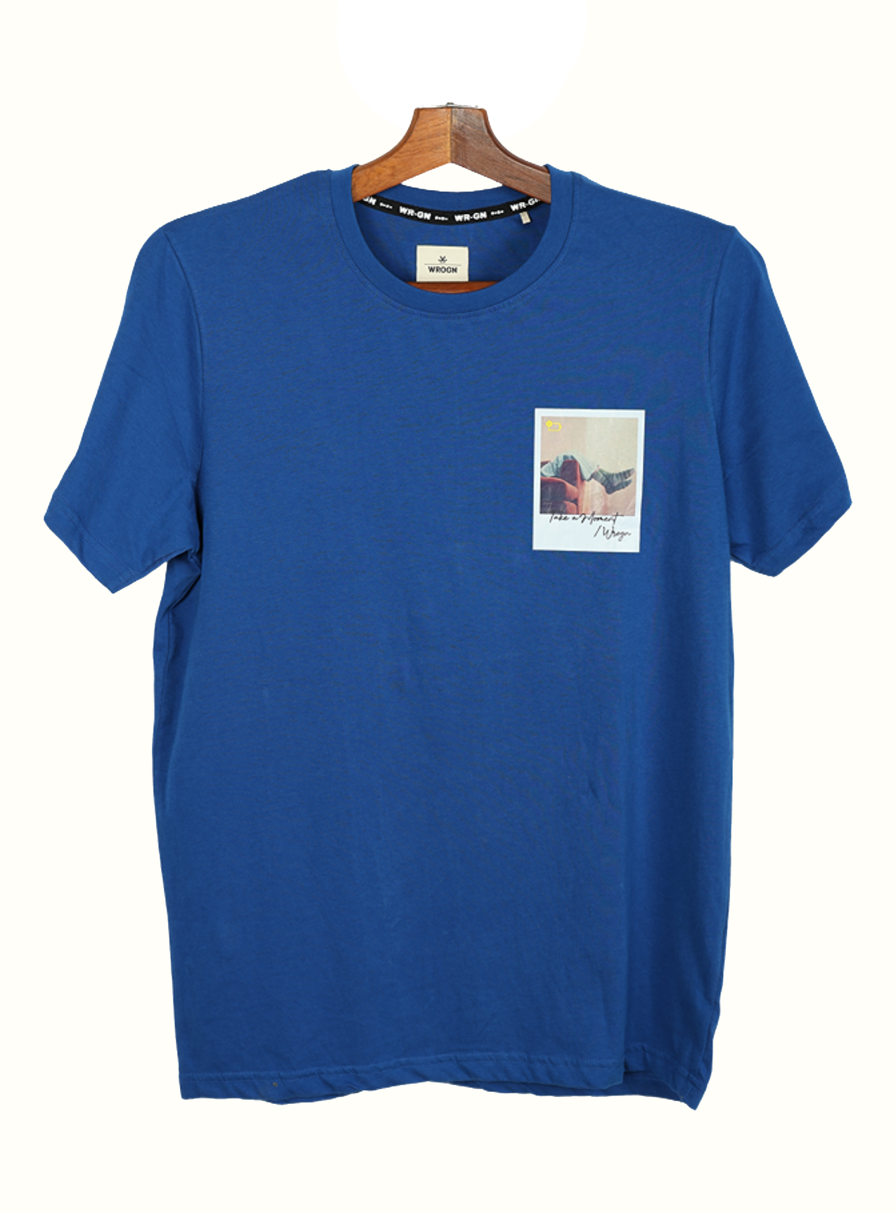 Solid Blue Printed Half Sleeve Tee