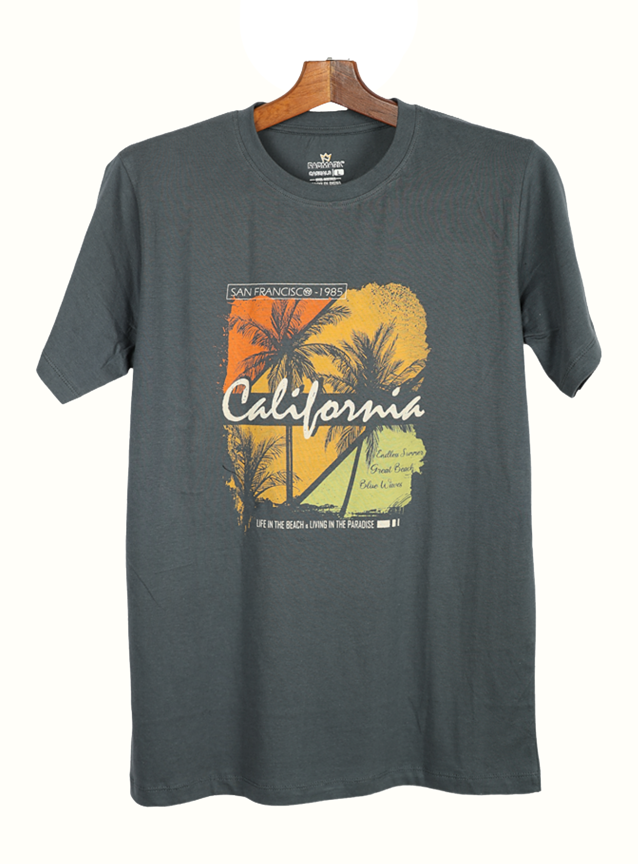 Gray California Printed Half Sleeve Tee